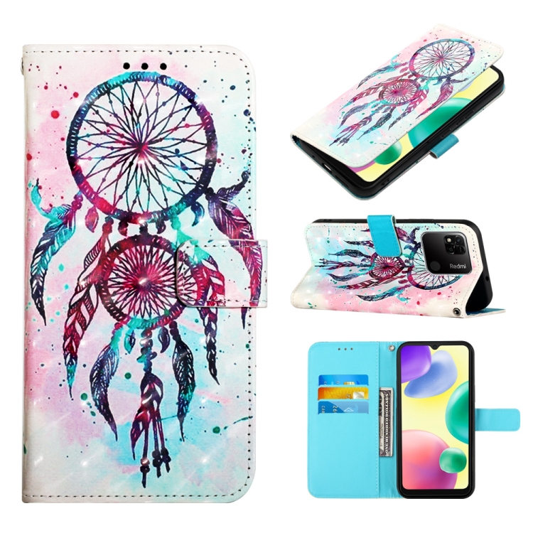 

For Xiaomi Redmi 10A 3D Painting Horizontal Flip Leather Case(Color Drop Wind Chimes)