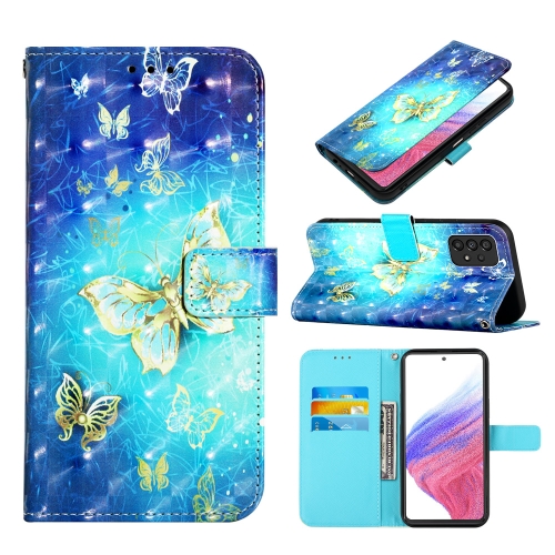 

For Samsung Galaxy A53 5G 3D Painting Horizontal Flip Leather Case(Golden Butterfly)