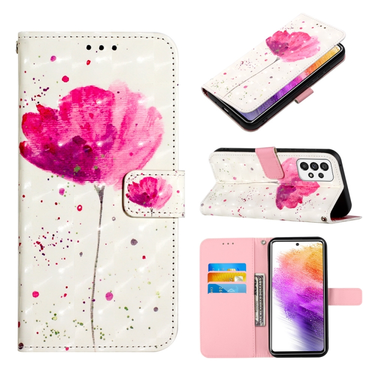 

For Samsung Galaxy A73 5G 3D Painting Horizontal Flip Leather Case(A Flower)