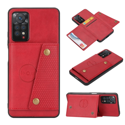 

For Xiaomi Redmi Note 11 Pro Double Buckle Card Slots Magnetic Phone Case(Red)