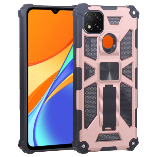 

For Xiaomi Redmi 9C / 10A Armor Kickstand TPU + PC Magnetic Phone Case(Rose Gold)