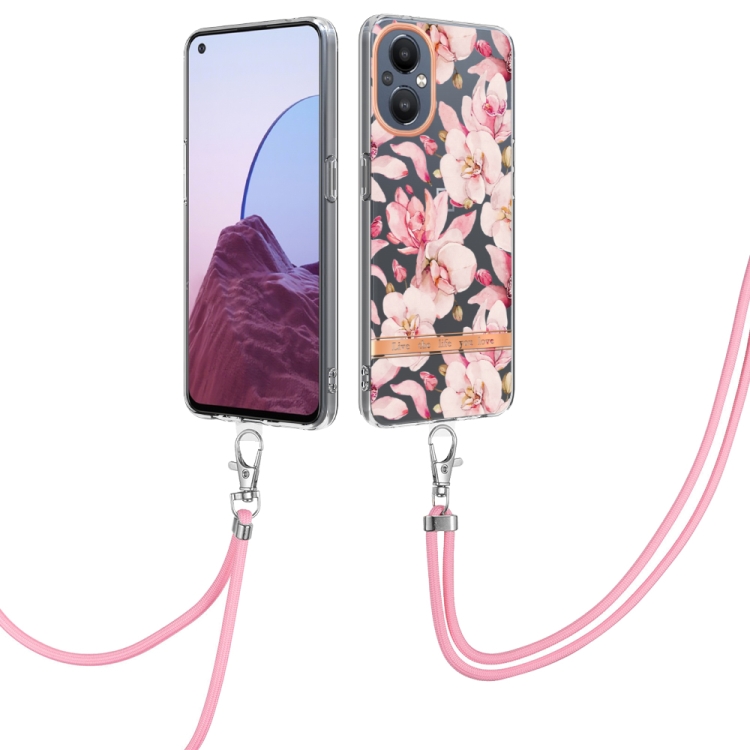 

For OnePlus N20 5G Flowers Series TPU Phone Case with Lanyard(Pink Gardenia)