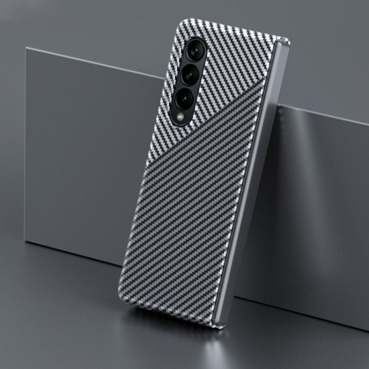 

For Samsung Galaxy Z Fold3 5G Carbon Fiber Shockproof Phone Case(Black+Silver)