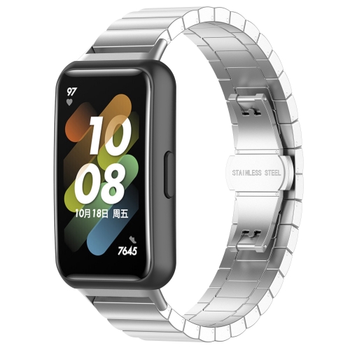 

For Huawei Band 7 One-bead Stainless Steel Watch Band(Silver)