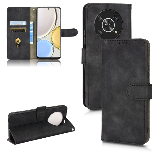 

For Honor X9 5G/X30/Magic4 Lite Skin Feel Magnetic Flip Leather Phone Case(Black)