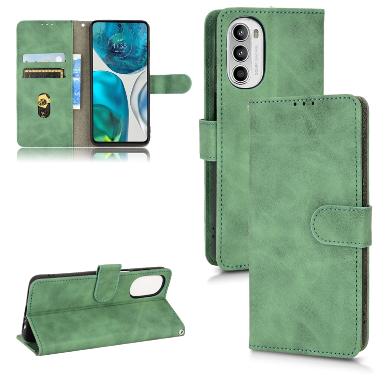 

For Motorola Moto G52 Skin Feel Magnetic Flip Leather Phone Case(Green)