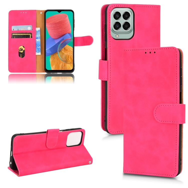 

For Samsung Galaxy M33 5G Skin Feel Magnetic Flip Leather Phone Case(Rose Red)