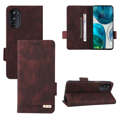 

For Motorola Moto G52 Magnetic Clasp Flip Leather Phone Case(Brown)