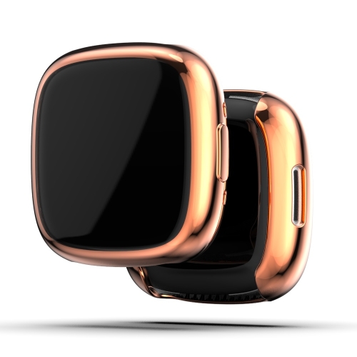 

For Fitbit Versa 4 Full Coverage TPU Electroplating Watch Protective Case(Rose Gold)