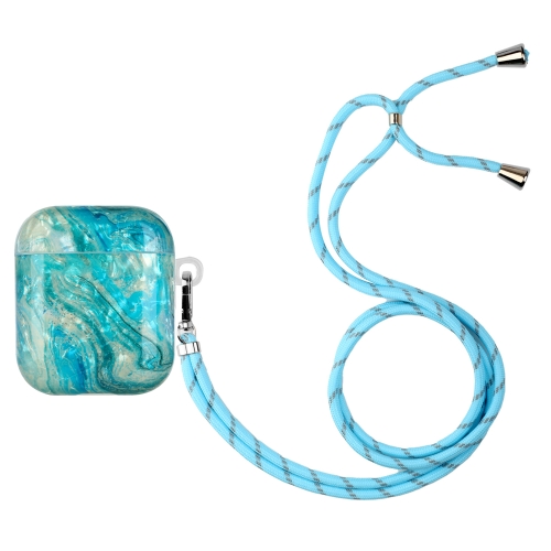 

For AirPods 1 / 2 Painted Shell Texture Wireless Earphone Case with Lanyard(Luxury Marble)