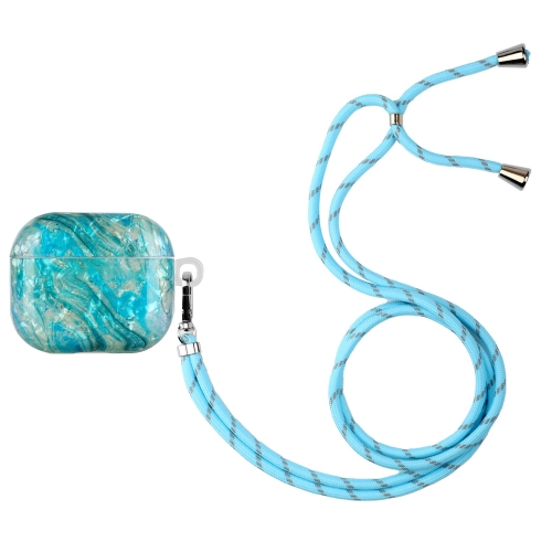 

For AirPods 3 Painted Shell Texture Wireless Earphone Case with Lanyard(Luxury Marble)