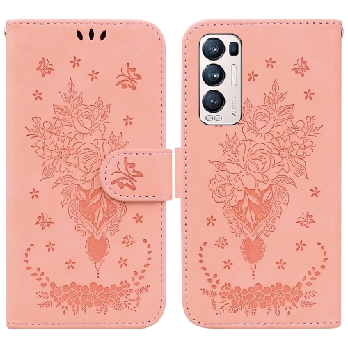 

For OPPO Find X3 Neo / Reno5 Pro+ 5G Butterfly Rose Embossed Leather Phone Case(Pink)