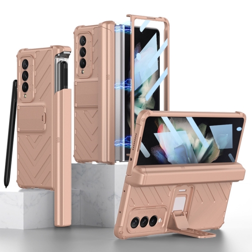 

For Samsung Galaxy Z Fold3 5G GKK Integrated Magnetic Armor Flip Phone Case With Pen Box(Mist Gold)