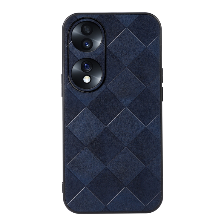 

For Honor 70 Weave Plaid PU Phone Case(Blue)