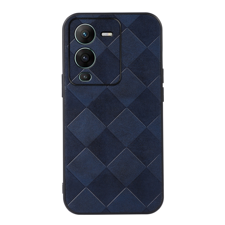 

For vivo S15 Weave Plaid PU Phone Case(Blue)