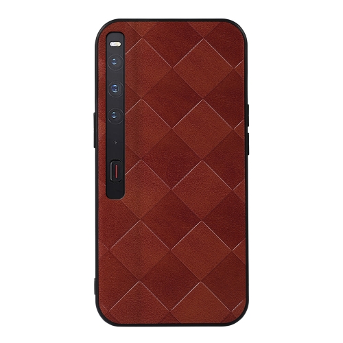 

For Huawei Mate Xs 2 Weave Plaid PU Phone Case(Brown)