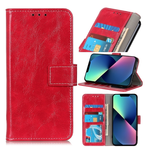 

For iPhone 14 Retro Crazy Horse Texture Horizontal Flip Leather Phone Case (Red)