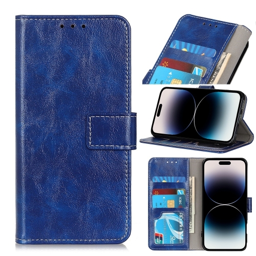 

For iPhone 14 Pro Retro Crazy Horse Texture Horizontal Flip Leather Phone Case (Blue)