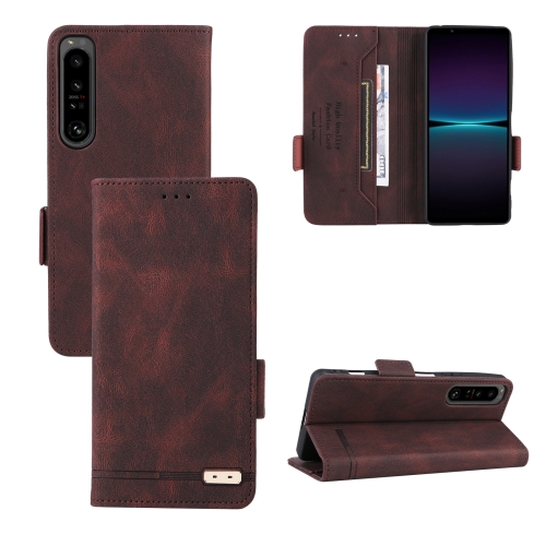 

For Sony Xperia 1 IV Magnetic Clasp Flip Leather Phone Case(Brown)