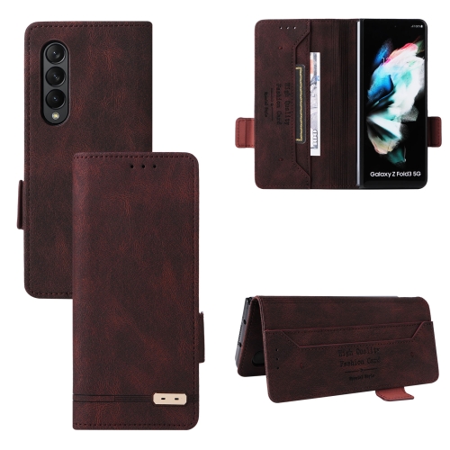 

For Samsung Galaxy Z Fold3 5G Magnetic Clasp Flip Leather Phone Case(Brown)