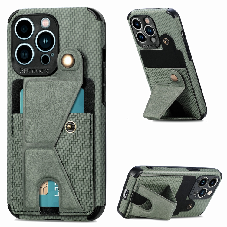 

K-shaped Magnetic Card Phone Case For iPhone 13 mini(Green)