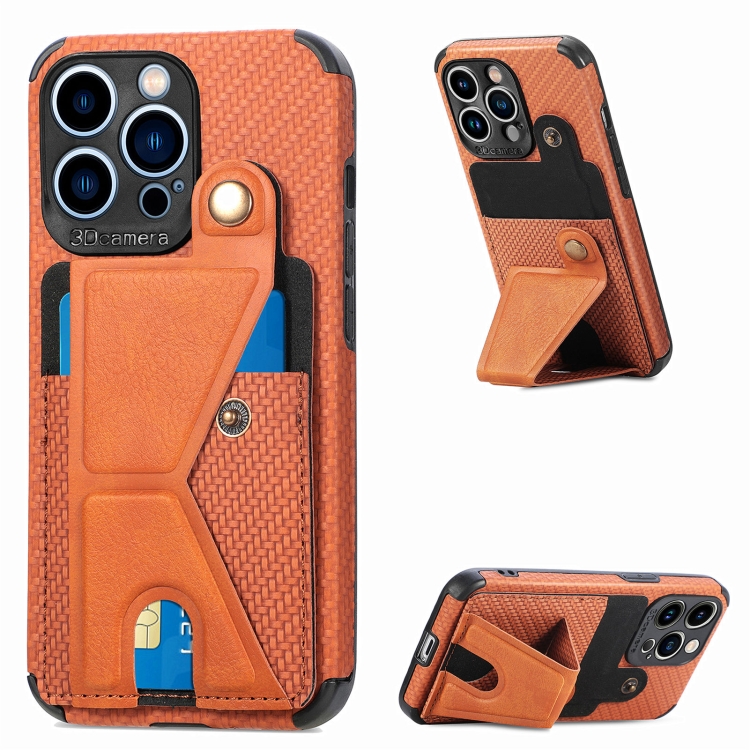 

K-shaped Magnetic Card Phone Case For iPhone 13(Brown)