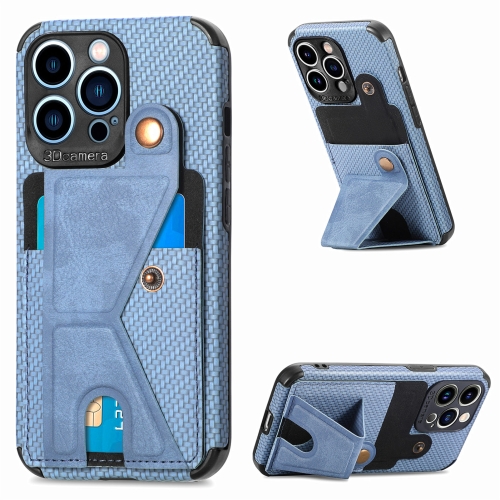

K-shaped Magnetic Card Phone Case For iPhone 12 Pro(Blue)
