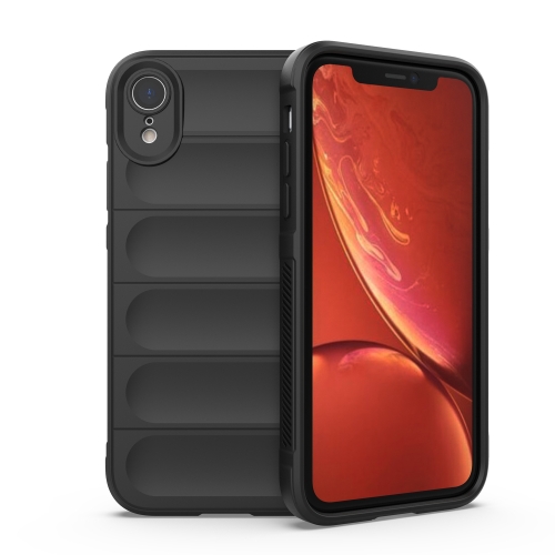 

For iPhone XR Magic Shield TPU + Flannel Phone Case(Black)