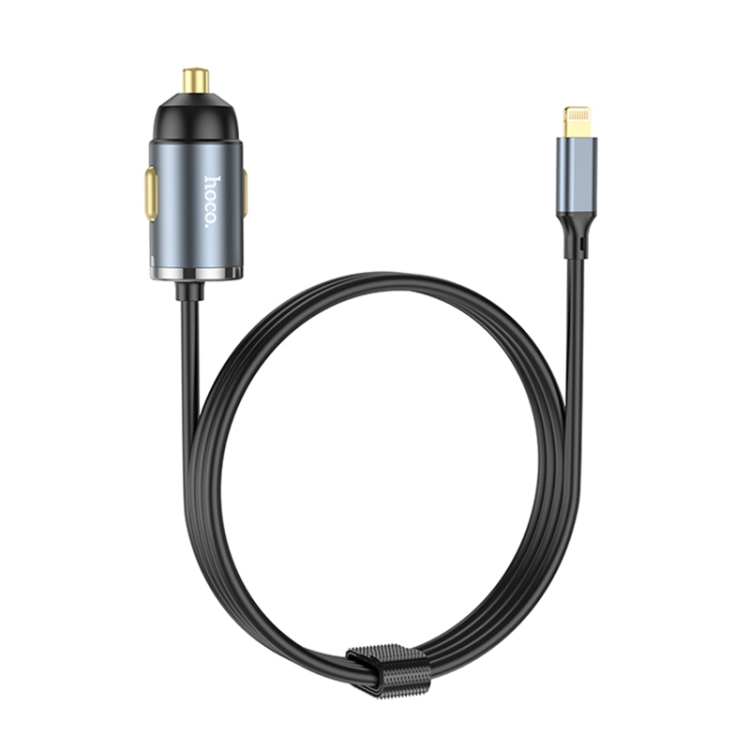 

hoco NZ7 PD20W+QC3.0 Car Charger with 8 Pin Cable(Metal Grey)