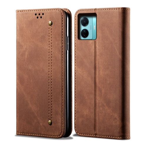 

For vivo S15e / T1 5G Snapdragon 778G Denim Texture Leather Phone Case(Brown)