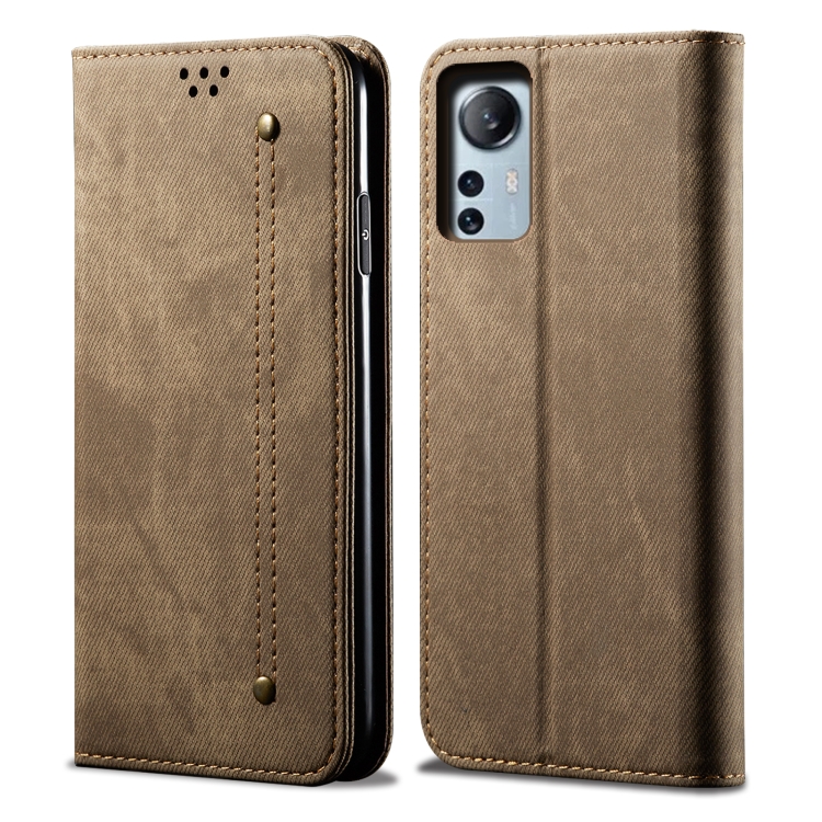 

For Xiaomi 12 Lite Denim Texture Leather Phone Case(Khaki)