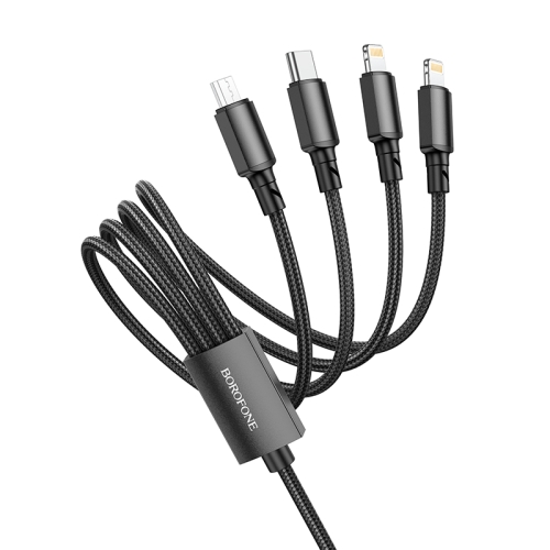 Borofone BX72 Type-C / USB-C + Dual 8 Pin + Micro USB 4 In 1 Charging Cable,Length: 1m(Black)