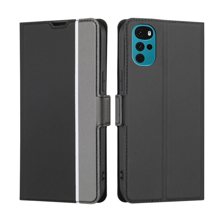 

For Motorola Moto G22 Twill Texture Side Button Leather Phone Case(Black)