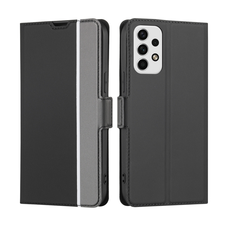 

For Samsung Galaxy A23 Twill Texture Side Button Leather Phone Case(Black)