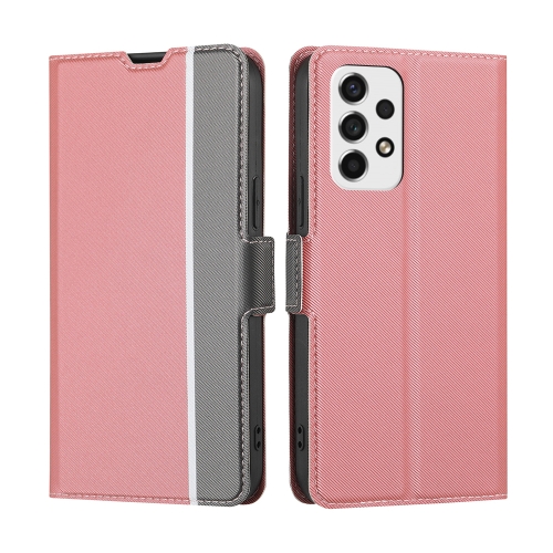 

For Samsung Galaxy A53 5G Twill Texture Side Button Leather Phone Case(Pink)