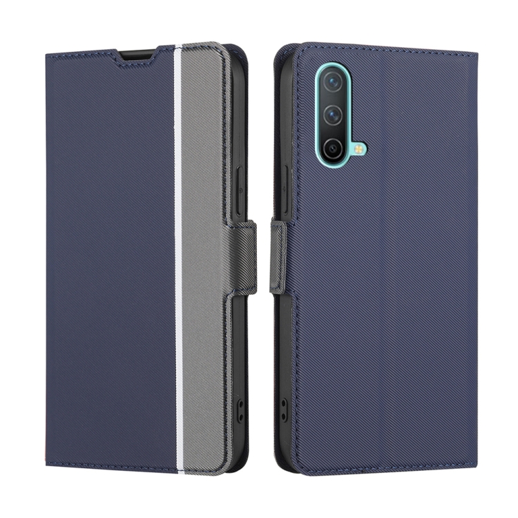 

For OnePlus Nord CE 5G Twill Texture Side Button Leather Phone Case(Blue)