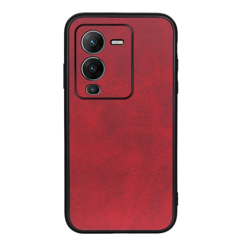 

For vivo S15 Two-color Calf Texture Shockproof Phone Case(Red)