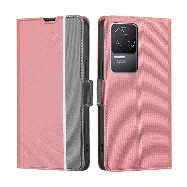 

For Xiaomi Redmi K50 / K50 Pro Twill Texture Side Button Leather Phone Case(Pink)