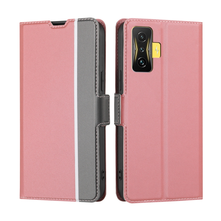 

For Xiaomi Redmi K50 Gaming Twill Texture Side Button Leather Phone Case(Pink)