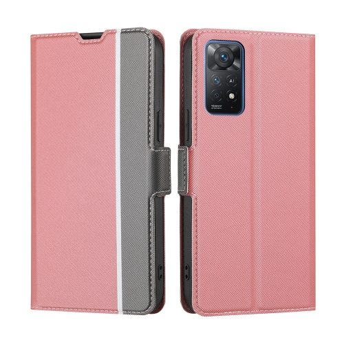 

For Xiaomi Redmi Note 11 Pro 5G International Twill Texture Side Button Leather Phone Case(Pink)