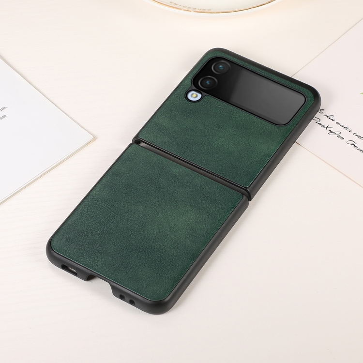 

For Samsung Galaxy Z Flip4 Two-color Litchi Texture Phone Case(Green)