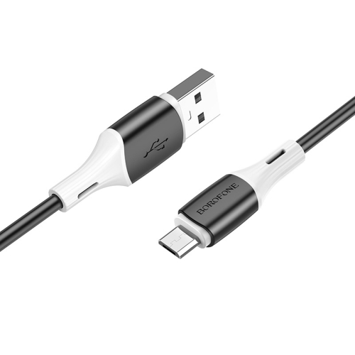 Borofone BX79 Micro USB Silicone Sync Data Charging Cable, Length: 1m(Black)