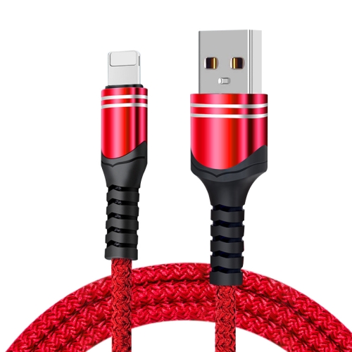 

8 Pin 6A Woven Style USB Charging Cable, Cable Length: 1m(Red)