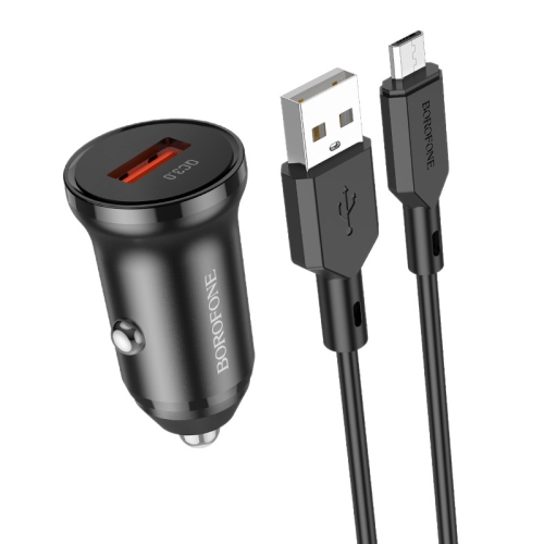 

Borofone BZ18 Single USB Port QC3.0 Car Charger with Micro USB Charging Cable(Black)