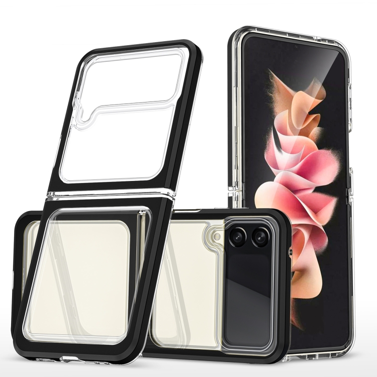 

For Samsung Galaxy Z Flip4 Clear Acrylic+PC+TPU Shockproof Phone Case(Black)
