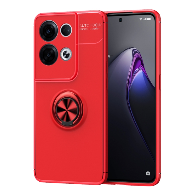 

For OPPO Reno8 Pro+ Metal Ring Holder 360 Degree Rotating TPU Phone Case(Red)
