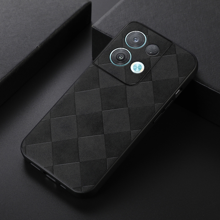 

For OPPO Reno8 Pro+ Weave Plaid PU Phone Case(Black)