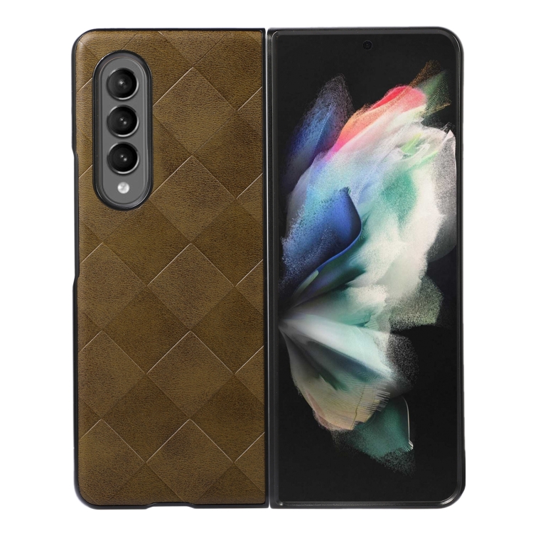 

For Samsung Galaxy Z Fold4 Weave Plaid PU Phone Case(Green)