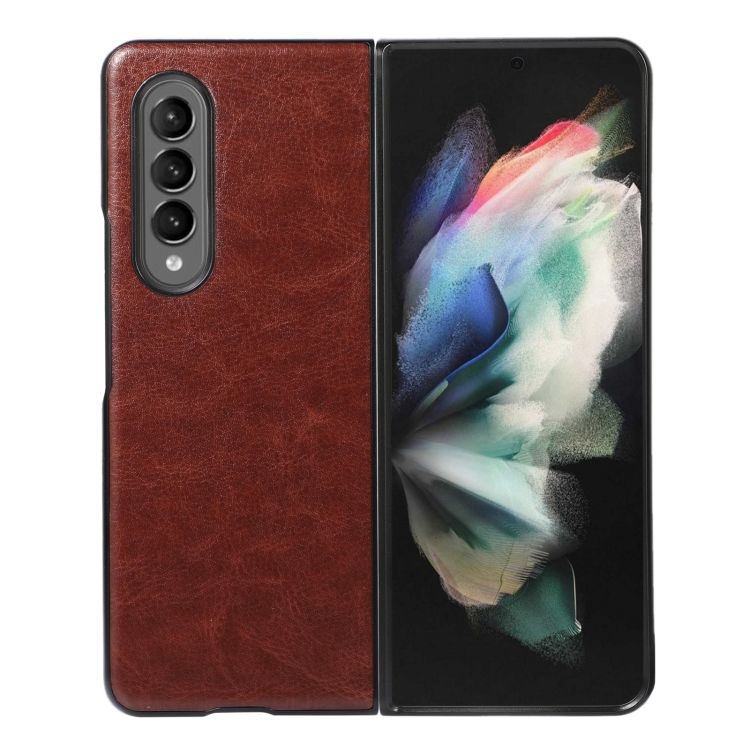 

For Samsung Galaxy Z Fold4 Crazy Horse Texture PU Phone Case(Coffee)