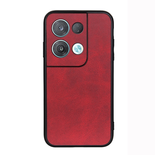 

For OPPO Reno8 Pro Accurate Hole Two-color Calf Texture PU Phone Case(Red)